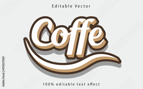 Coffe text, Vintage minimalist style editable text effect 