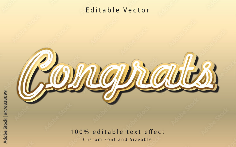 Congrats text, anniversary party golden gradient style editable text effect