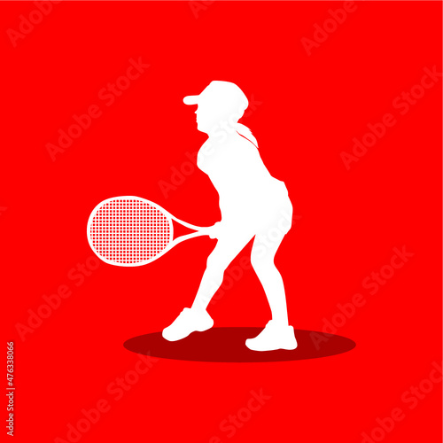 Vector tennis player silhouette