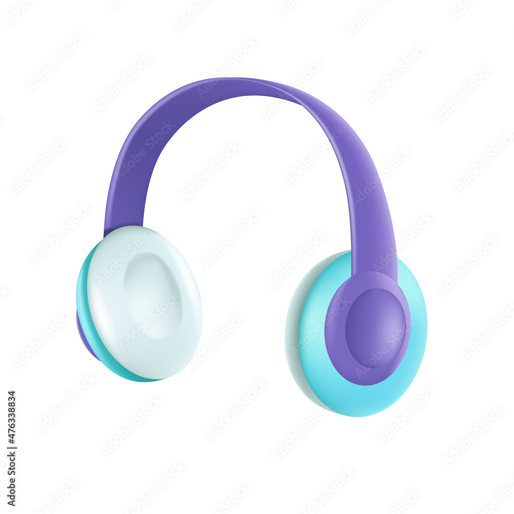 Headphone 3d cartoon style vector illustration design. Headphone 3d cartoon style vector illustration design.