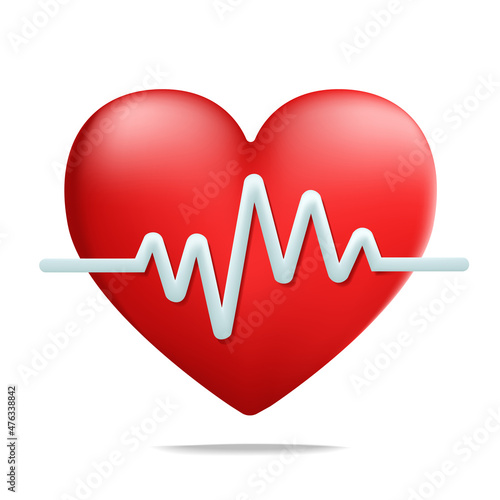 Heartbeat graph 3d cartoon style vector illustration design.