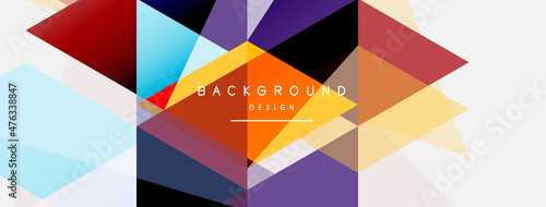 Color triangles composition, geometric abstract background. Techno or business concept, pattern for wallpaper, banner, background, landing page
