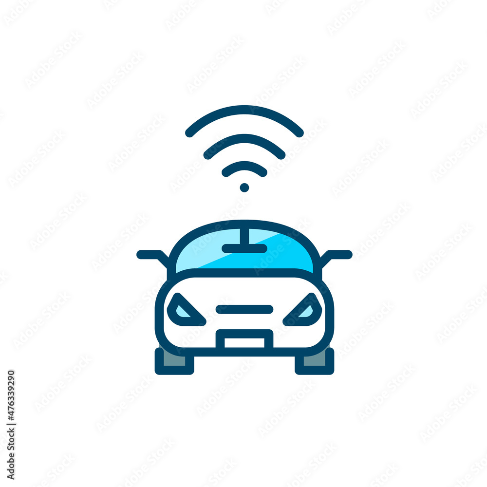 Smart car icon. Pixel perfect, editable stroke colorful icon
