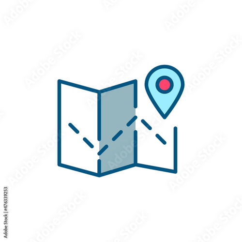 Free Download Path tracking on a map. Location pointer and map leaflet. Pixel perfect, editable stroke colorful icon - GFXLoad