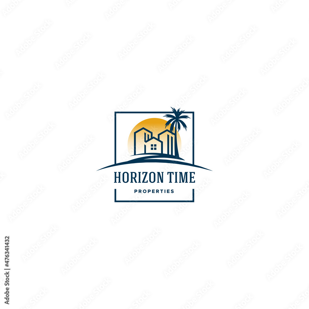 Modern design flat simple Horizon Time Logo design