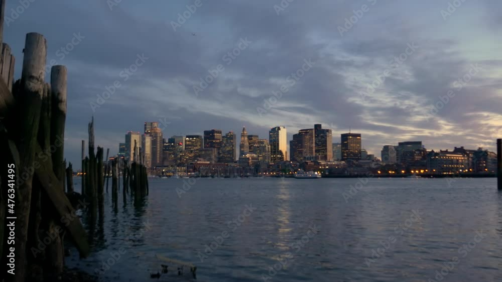 Boston skyline and harbor at dusk Boston skyline and harbor at dusk