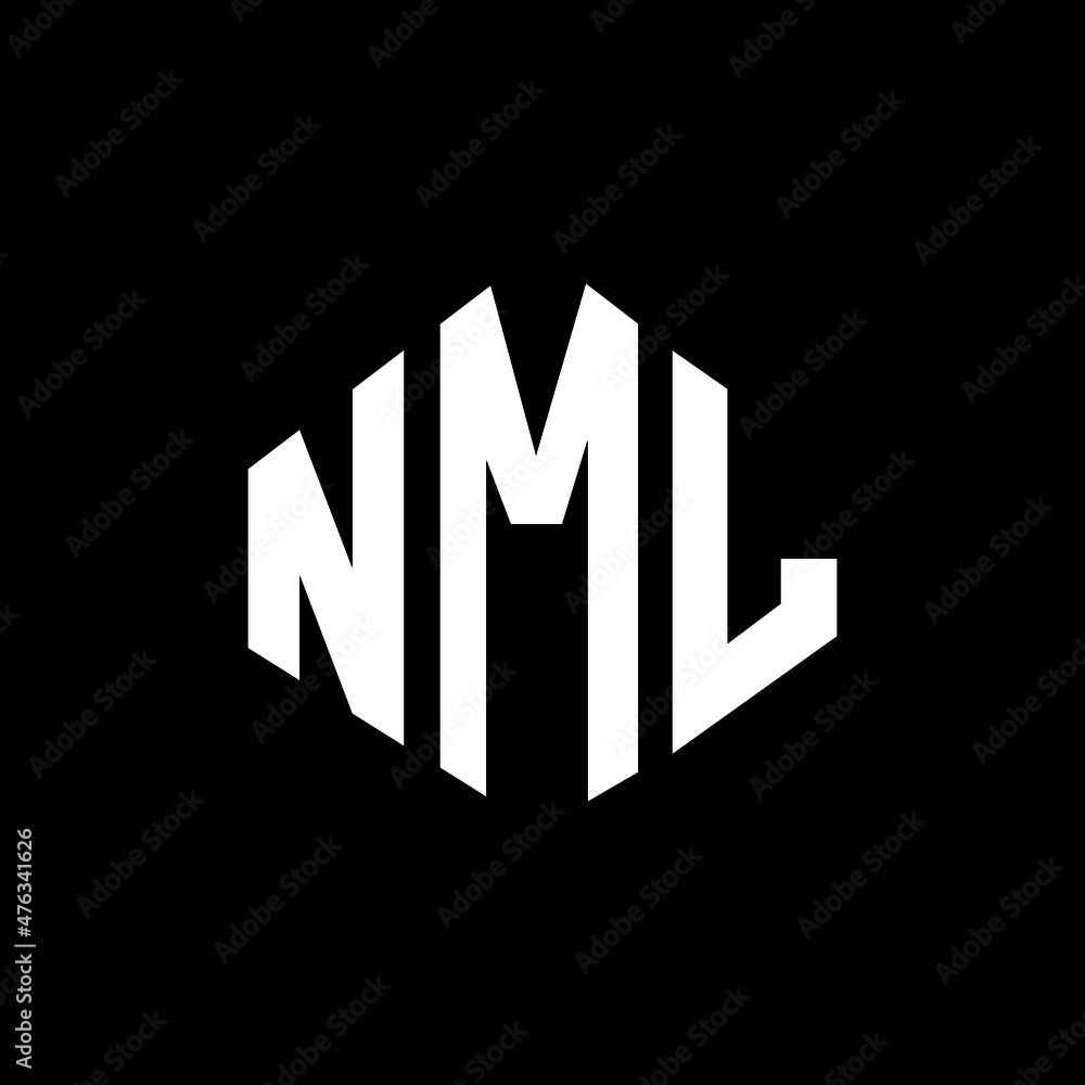 NML letter logo design with polygon shape. NML polygon and cube shape logo design. NML hexagon vector logo template white and black colors. NML monogram, business and real estate logo.