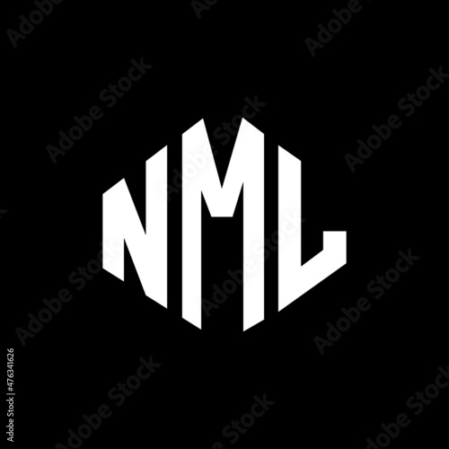 NML letter logo design with polygon shape. NML polygon and cube shape logo design. NML hexagon vector logo template white and black colors. NML monogram  business and real estate logo.