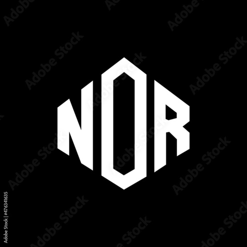 NOR letter logo design with polygon shape. NOR polygon and cube shape logo design. NOR hexagon vector logo template white and black colors. NOR monogram, business and real estate logo.