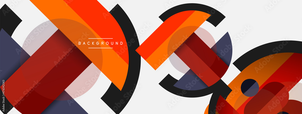 Geometric shapes composition abstract background. Circles lines and rectangles. Vector illustration for wallpaper banner background or landing page Geometric shapes composition abstract background. Circles lines and rectangles. Vector illustration for wallpaper banner background or landing page