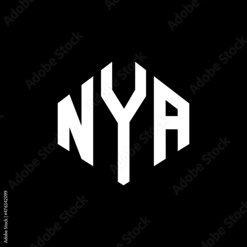 NYA letter logo design with polygon shape. NYA polygon and cube shape logo design. NYA hexagon vector logo template white and black colors. NYA monogram, business and real estate logo.