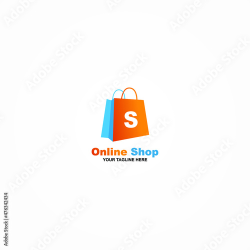 online shop logo vector simple and elegant design