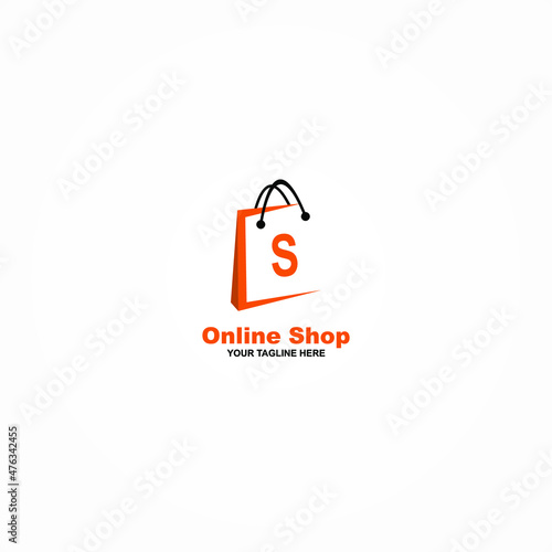 online shop logo vector simple and elegant design