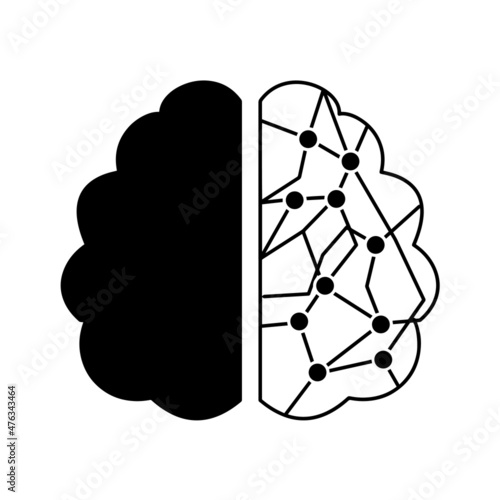 Brain Combined With Technology Concept, Vector Illustrator
