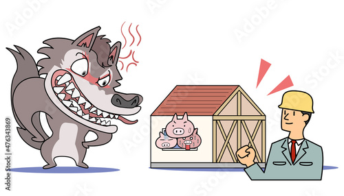 3匹の子豚-筋交いのある立派な建築