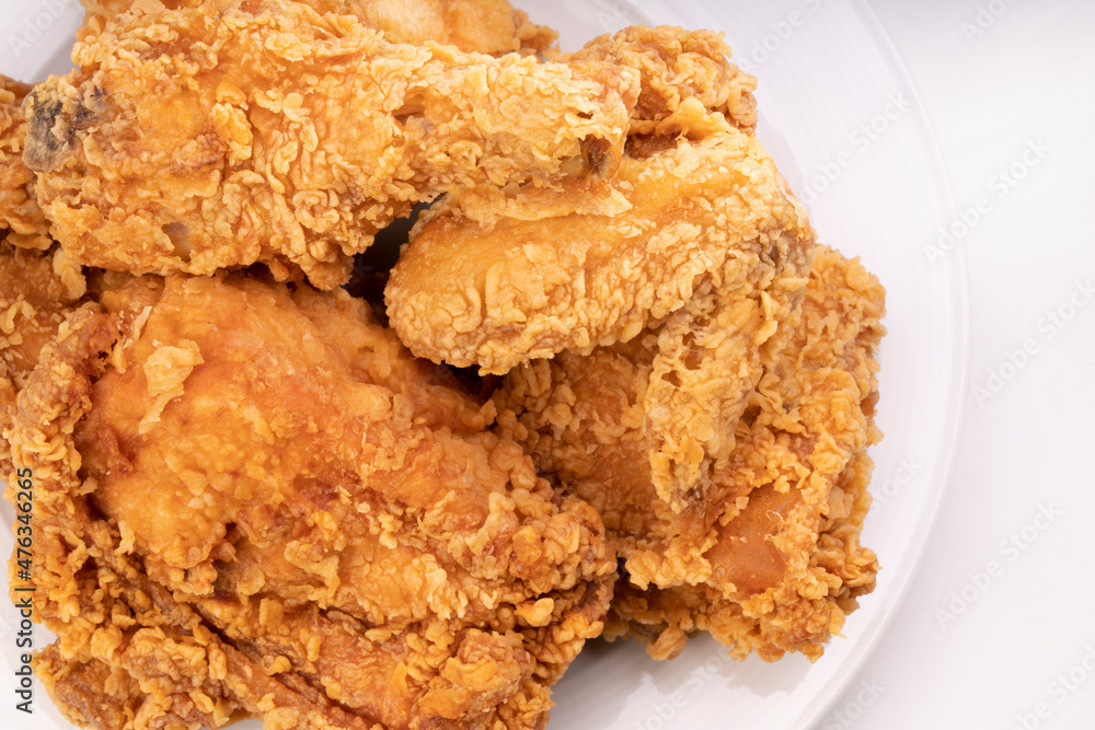 Group of Fried chicken isolated on white background, Fried chicken on white With clipping path. Group of Fried chicken isolated on white background, Fried chicken on white With clipping path.