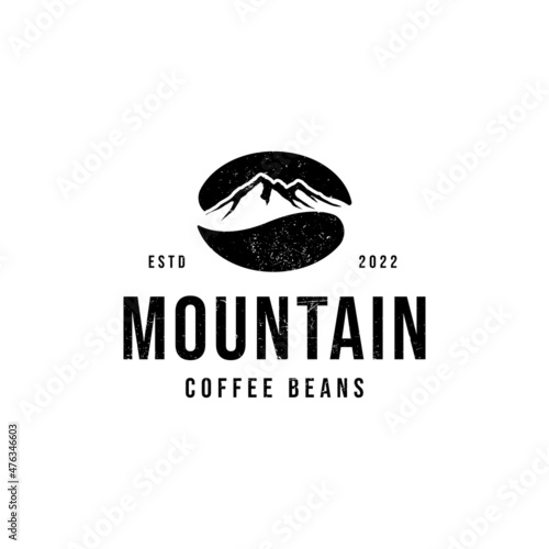 Fototapeta Naklejka Na Ścianę i Meble -  Vintage Coffee bean mountain logo design inspiration