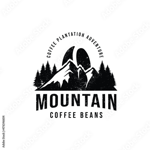 Vintage Coffee bean mountain logo design inspiration