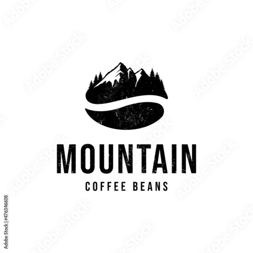 Vintage Coffee bean mountain logo design inspiration