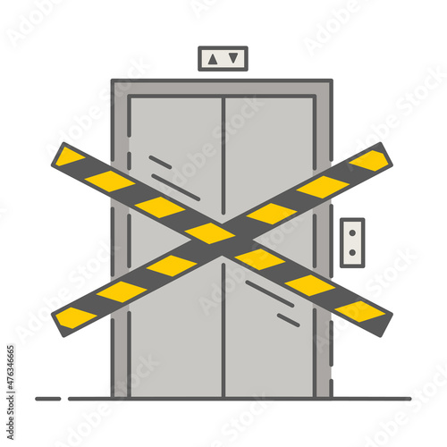 Elevator under constructionicon. Lift out of order. Outline illustration. Vector