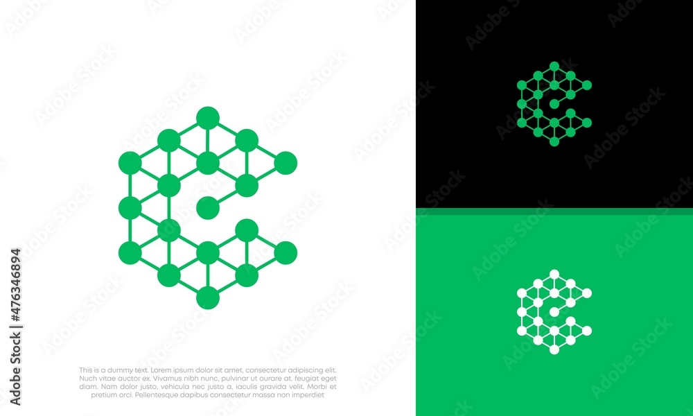 Innovative high tech logo template. Abstract artificial intelligence logo. Initial C logo design.	
