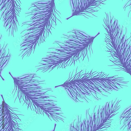Hand drawn simple floral vector seamless pattern in bright trending colors. Purple inflorescences of panicles of pampas grass on a light green background. For printed fabrics, textiles, boho decor.