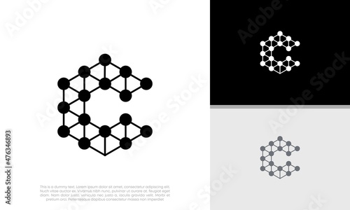 Innovative high tech logo template. Abstract artificial intelligence logo. Initial C logo design.	
