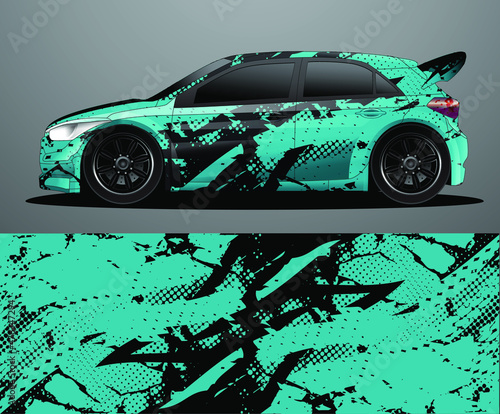 Rally car decal graphic wrap vector, abstract background