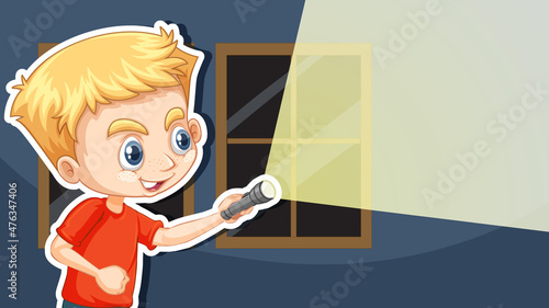 Thumbnail design with a boy using flashlight