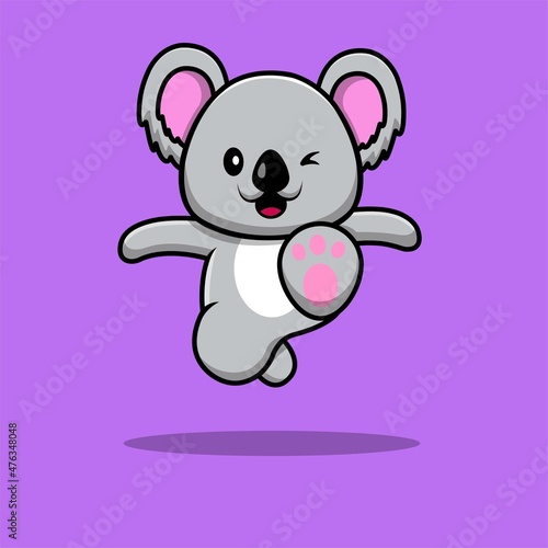 Cute Koala Kicking Cartoon Vector Icon Illustration. Animal Sport Icon Concept Isolated Premium Vector. Flat Cartoon Style