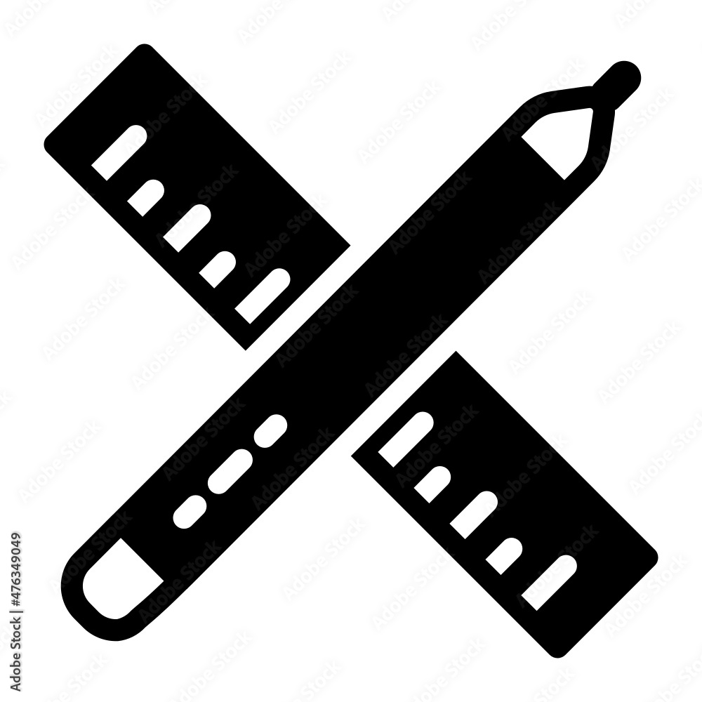 pen and ruler icon illustration