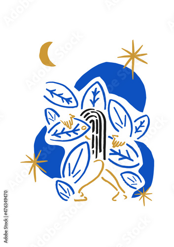 Nuit sauvage collage illustration vecteur