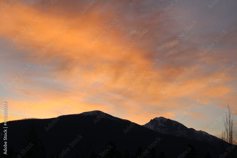 Sunrise Glow Over The Mountains, Jasper National Park, Alberta