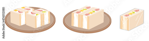 フルーツサンドのセット　イチゴ＋キウイ＋パイン　四角