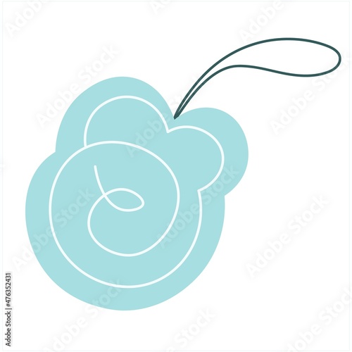 Blue washcloth flat icon. Bath accessories for bathing, cleaning, washing the body. Shower sponge. Cleanliness and hygiene concept. Isolated vector illustration for web design. Flat style. Minimalism.