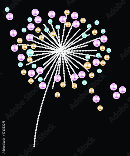 Rhinestone Dandelion Flower Vector