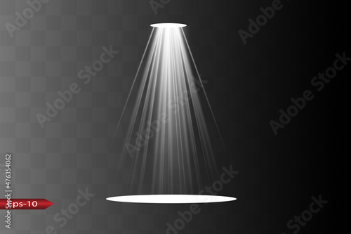 Vector spotlight. Light effect.Glow isolated white transparent light effect. Abstract special effect element design.