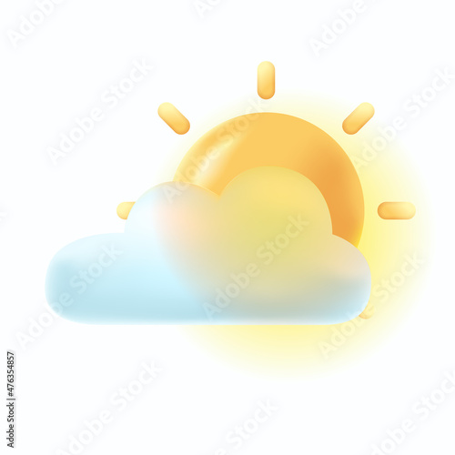 cloudy sun  isolated 3d icon vector illustration