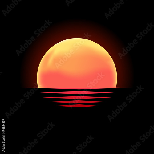 sunset or sun rise in black isolated 3d icon vector illustration © vektor junkie