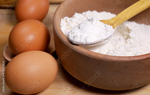 ingredients for baking with flour and eggs