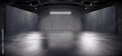 Advanced background High end scenario concrete wall 3D rendering booth Exhibition hall