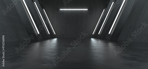 Advanced background High end scenario concrete wall 3D rendering booth Exhibition hall