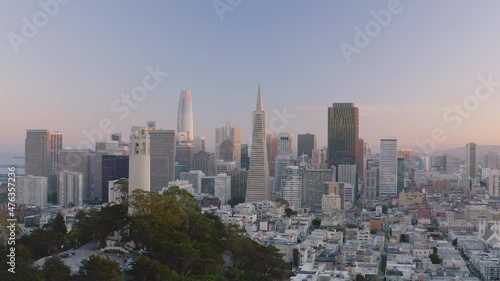 Aerial daytime video footage of San Francisco, California, USA.