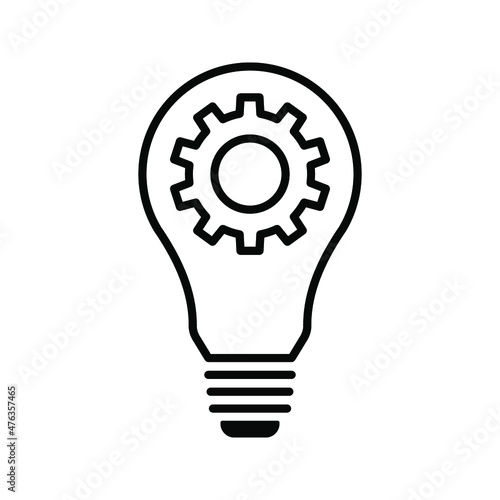 innovation icon. Light bulb and cog inside. Premium quality graphic design elemen color editable