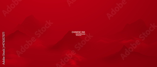 chinese new year 2022 chinese ink painting Beautiful high mountains with modern design.