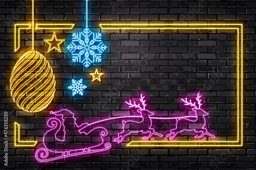 Happy new year in neon style collection