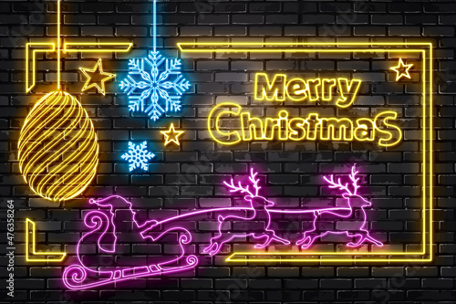 Neon Merry christmas background