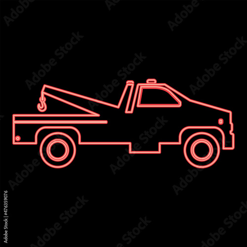 Neon breakdown truck red color vector illustration image flat style