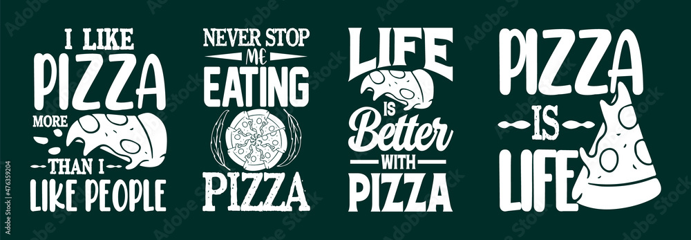 Fototapeta premium Pizza typography t shirt design bundle