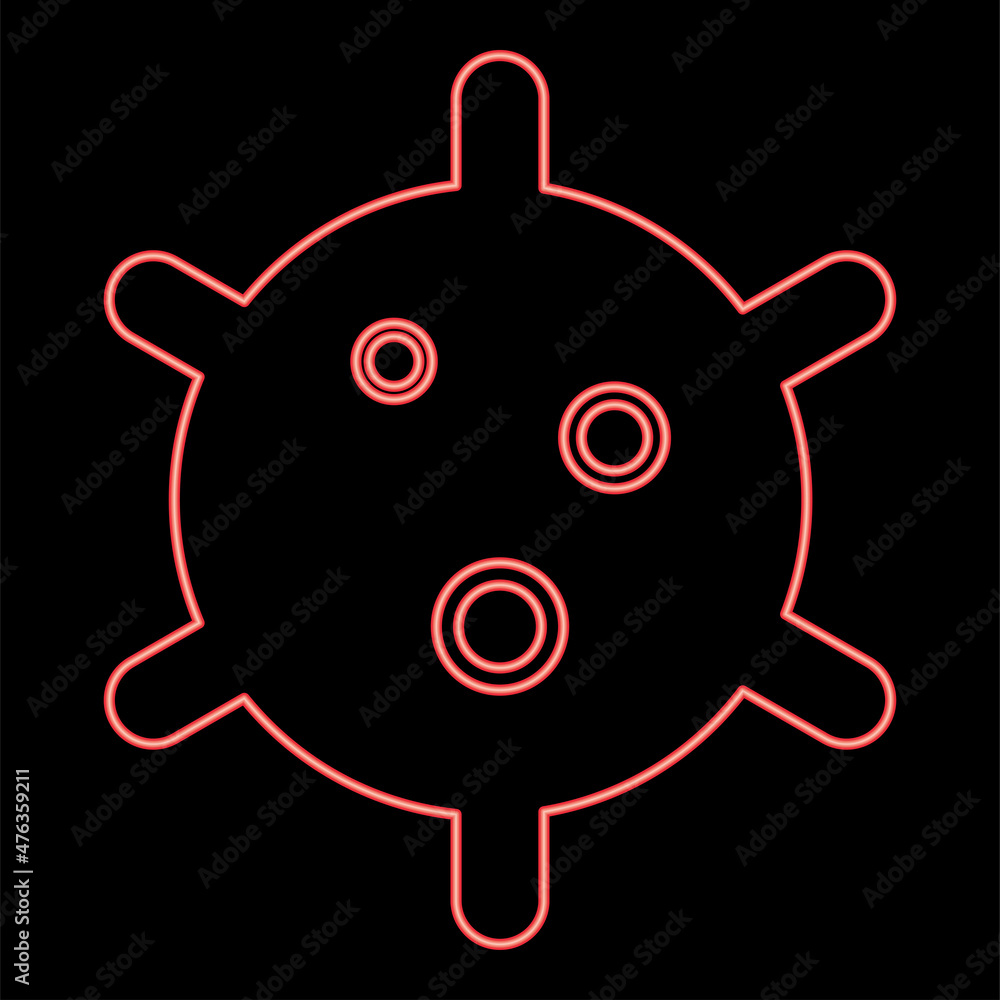 Fototapeta premium Neon virus red color vector illustration image flat style